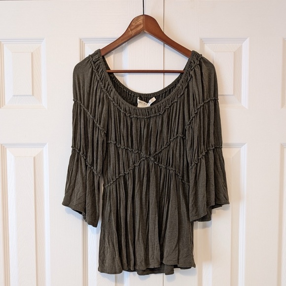 Max Studio Tops - Green Whimsigoth Bell Sleeve Blouse Size Large Bohemian Style